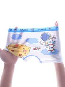 Sous-vêtements légers et respirants pour garçons en été, shorts boxeurs avec motif astronaute de dessin animé pour tout-petits et grands enfants - Multicolore - Voir 4
