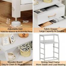Vintage Nightstand With Charging Station And 3 Drawers - 白色 - 查看 7