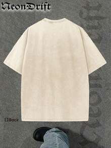 NeonDrift Washed T-Shirt Heavyweight Vintage Distressed T-Shirt Unisex Style Christmas Thanksgiving Day Valentine's Day New Year's Day New Year 2026 Gift-Western Cowboy Riding Horse Graphic T-Shirt Vintage Desert Scene Artwork Unisex Streetwear Casual Outfit For Men Fashion  Summer Wear - 杏色 - 查看 3