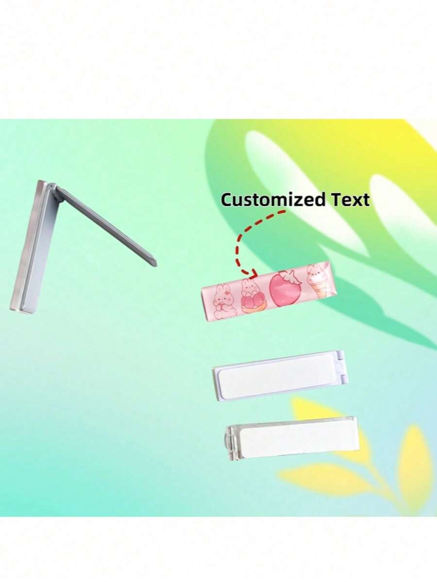 1pc Customized Phone Grip Stand, Foldable Metal Compact Slouchy Desk Phone Holder, Fashionable! - Multicolor - View 1