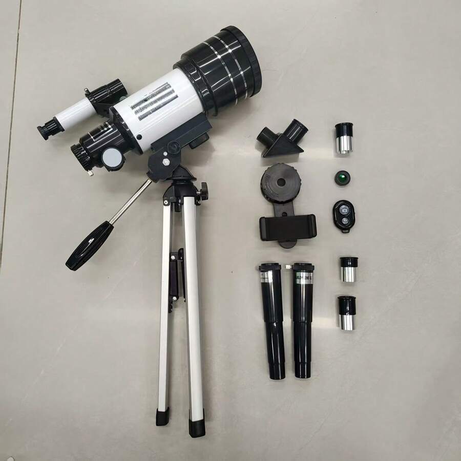 LOVEWE 150X Telescope For Christmas Gift, 70Mm Aperture Telescope For Adults High Power, Portable Monocular Telescope With Tripod Phone Holder, Eyepiece, Barlow Lens, Perfect Telescope For Nature Viewing, Education And, Ideal Halloween Christmas Gift For Family Members - Black and White - View 1