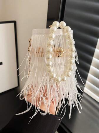 流苏珍珠绒面小方包链，时尚宴会盒，水钻手提包，斜挎包