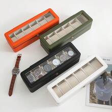 6-Slot Metal High-End Watch Box, Multi-Color With Transparent Window, Sectioned For Mechanical And Electronic Watches, Portable Watch Storage And Display, Suitable For Men And Women, Perfect Gift - Multicolor - View 12
