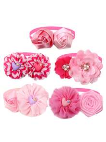3 piezas Corbata de moño decorativa de color rosa rojo para mascotas, elementos creativos con flores y amor, regalos elegantes y de alta gama para mascotas, perfectos para decoración de mascotas en bodas, Año Nuevo, cumpleaños y fiestas de propuesta, con estilos aleatorios - Multicolor - Ver 6