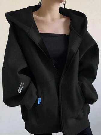 1 st. tonårsflickor casual minimalistisk termofodrad huvtröja, varm för vår, höst och vinter