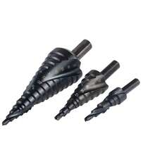 3pcs/Set Cobalt Step Drill Bit Set, 4-32mm Nitride High-Speed Steel, Spiral Cone Metal Drills With Triangle Shank For Precision Drilling - Black - View 3