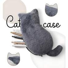 1个可爱猫咪毛绒铅笔盒，柔软触感学生文具收纳袋 - 彩色 - 查看 4