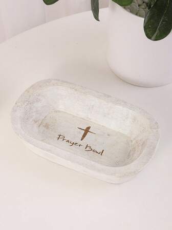 1 pieza Plato de jabón ovalado de resina con diseño de cruz, tazón de oración para decoración del hogar espiritual, bandeja decorativa de accesorios de baño y organizador de accesorios para el hogar