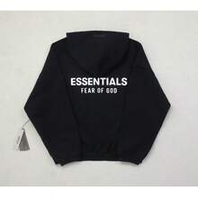 Essentials Pullover Hoodie 'Stretch Limo' SS22 Black Loose Drop Shoulder Hooded Sweatshirt,Vintage Flocking Craftsmanship Combined With Modern Breathable Technology,Warm Cotton Flocking,Loose Urban Functional Wear,High-End Cotton To Create An Urban Street - 黑色 - 查看 2