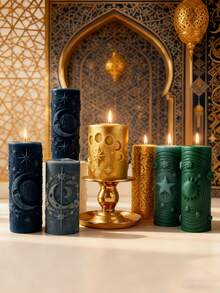 For Festival Islamic Month & DIY Crafts - Reusable Silicone Mold With Star & Crescent Moon & Sun Shapes - Asymmetric Shape Wax/Casting Resin Mold For Candles, Soap Making, For DIY Crafts - Arabic Calligraphy & Islamic Art Gift Template - White - View 5