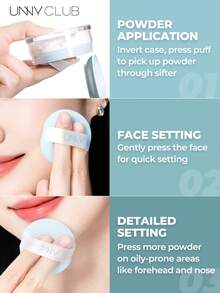 UNNY CLUB Bedak Tabur Pengatur Riasan, Pengontrol Minyak Tahan Lama, Tekstur Bedak Halus, Ringan Tidak Menggumpal, Tahan Air & Keringat, Semua Jenis Kulit, 1 Buah, Merek Kosmetik Kecantikan Makeup - Langit biru - View 3