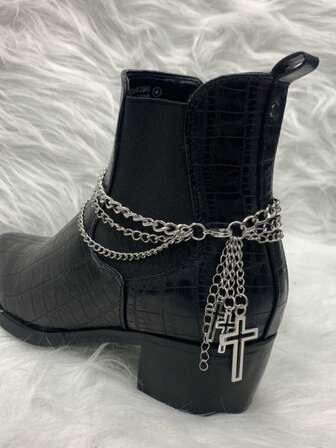 DIY多层靴链吊坠 – 复古摇滚风鞋链，男女皆宜 – 复古朋克风靴子配饰，适合万圣节、圣诞节、节日、派对、舞台装扮和日常时尚