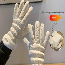 1 Pair Of Ladies' Warm Gloves, With Thick Lining, Windproof And Waterproof, Touch Screen Design, Suitable For Cycling, Driving, Outdoor Sports, Skiing And Commuting, Suitable For Autumn And Winter Seasons, Winter Gloves, Functional Gloves, Sports Gloves, Breathable Material, Reinforced Stitching, All-Season Gloves, Warm Gloves, Commuters - màu đen - Xem 4