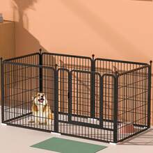 Freestanding Black Metal Dog Playpen - Sturdy Iron Indoor Enclosure for Small to Medium Breeds, Easy Assembly, 120x60x60cm - Ideal for Corgis, Teddy & Similar Dogs - Negro - Ver 1