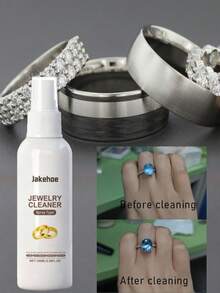 Jakehoe 100毫升/3.38液量盎司珠宝清洁剂，适用于手表、钻石戒指、珠宝表面去污、清洁、增亮和保养，多材质温和去污、清洁、增亮、日常护理，也适用于艺术、手工艺和缝纫/串珠和珠宝制作/珠宝制作抛光和抛光清洁。