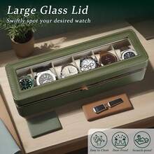 6-Slot Metal High-End Watch Box, Multi-Color With Transparent Window, Sectioned For Mechanical And Electronic Watches, Portable Watch Storage And Display, Suitable For Men And Women, Perfect Gift - Multicolor - View 10