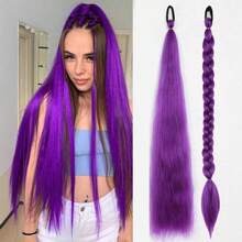 假发弹力马尾辫，跨境热销橡皮筋马尾辫假发，彩色弹力绳编织假发马尾辫 - 彩色 - 查看 2