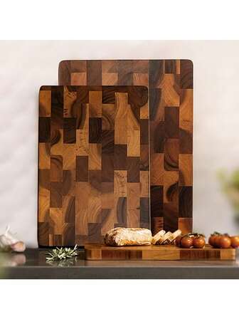 Tagliere da cucina con design a griglia geometrica - Tagliere in legno elegante per la cucina domestica, superficie non porosa, facile da pulire e resistente all'umidità, tagliere in legno, stazione di preparazione degli alimenti