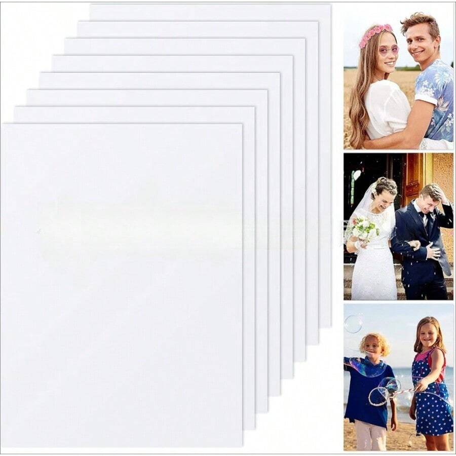 10 Pcs Sublimation Photo Blanks 8x10 Inch Metal Sublimation Sign Blanks Aluminum Sublimation Blank DIY Photo Sign Wall Frame Poster For Living Room Bedroom White (Thickness 0.45mm) - 削木頭 - 查看 1