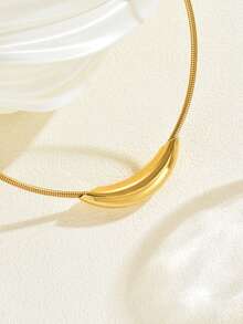 Fashionable Stainless Steel Non-Fading Minimalist High-End Curved Tube Necklace Design, Versatile Punk & Streetwear Necklace - Yellow Gold - View 4