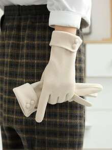 1 Pair Of Winter Warm Gloves, Windproof, Lined With Warmth, Supporting Touch Screen, Suitable For Cycling And Driving, All Finger Design, Elegant And Fashionable - Multicolor - View 10