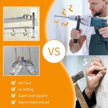 8-Set Adhesive Screws Wall Mount Hanging Nails No-Trace No Drilling Stick-On Sticky Screw With 3 Different Size Screw For Bathroom Kitchen Storage Room Tile Wall Shower Room,Transparency - Tính minh bạch - Xem 3