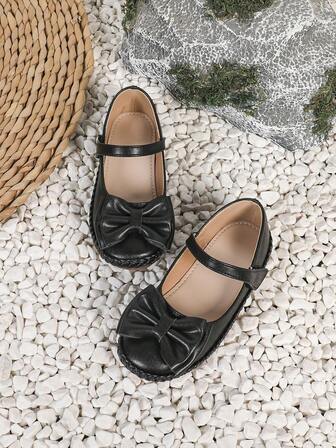 1 Pair Girls' Sweet Floral Hook And Loop Flat Mary Jane Casual Shoes, Suitable For All Seasons