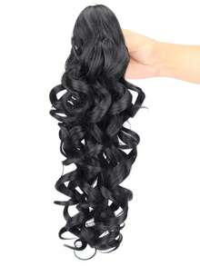 Synthetic Hair Claw Clip Curly Elastic Ponytail, Fluffy Black & Brown Ponytail Extensions Hair Accessories Elegant Hair Clips Fashion Hair Clutch - 彩色 - 查看 8