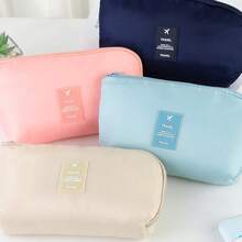 1pc Portable Travel Organizer Bag, Minimalist Waterproof Cosmetic, Cable, Jewelry Storage - Multicolor - View 1