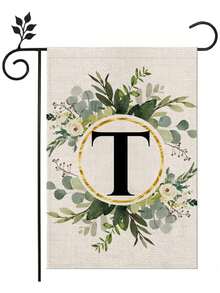 1 Piece/Linen Letter Flower Garden Flag 12x18 Inches Double-Sided Family Surname Letter Courtyard Flag, Suitable; Birthday, Theme Party Outdoor Garden Decoration, Autumn Garden Flag, Halloween Garden Flag, Christmas Garden Flag, Autumn, Halloween, Christmas Decoration - 彩色 - 查看 18