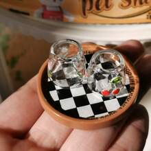 Mini Realistic Doll House, Miniature Cherry Tulip Glass Cup Dollhouse Decor Toy - Multicolor - View 10