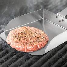 1个不锈钢食物转移铲，宽大容量铲子，适用于烧烤、烤肉，重型厨房工具，带耐热手柄，易于清洁的烹饪用具