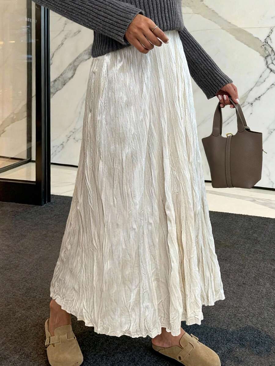 Women's Velvet Ruched Skirt - Fashionable, Versatile, Elegant & Flattering - Màu mơ nhạt - Xem 1