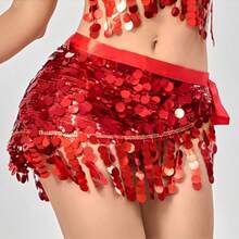 Lenço de Dança do Ventre com Corrente de Quadril e Franjas com Lantejoulas, Acessório de Cintura para Fantasia de Desempenho Oriental para Mulheres