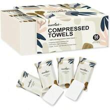 Ourmed Life - Tabletas de toalla comprimidas – Toallas faciales desechables envueltas individualmente, se expanden rápidamente con agua, suave y sin pelusas, 12 x 10 pulgadas para viajes, camping - Sin perfume - Ver 10