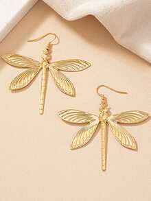 1 Pair Elegant Metal Dragonfly Earrings For Women, Suitable For Holidays, Birthdays, Dates, Parties, Vacations, And Casual Outings - Dragonfly - View 6