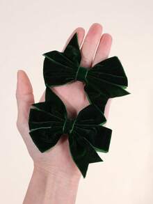 4 buc cleme de păr cu fundă din catifea verde pentru decor de Crăciun, cleme de păr cu model de aligator, accesorii de păr la modă, potrivite pentru fete și copii, cadouri de petrecere de sărbători - Verde - Vizualizare 6