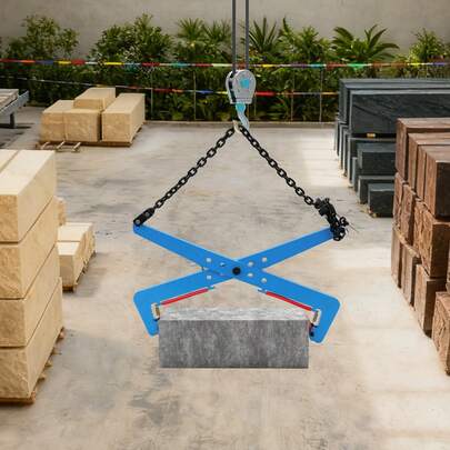 LianDu-US 1764lbs Heavy Duty Stone Lifting Clamp, Scissor Adjustable Stone Clamp With Stable Chuck For Electric Power, Ship, Automobile, Aviation, 33.86*9.06inch (Blue)
