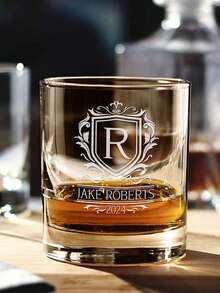 1pc Customized Name Whiskey Glass, Personalized 300ml Whiskey Glass, Customized Glassware With Name, Personalized Gift, Customized Name Whiskey Glass For Him/Her, Boyfriend, Girlfriend - White - View 4