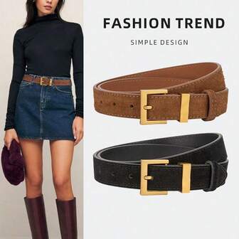 高级丝绒女士腰带，简约百搭皮革腰带，适合搭配休闲牛仔裤