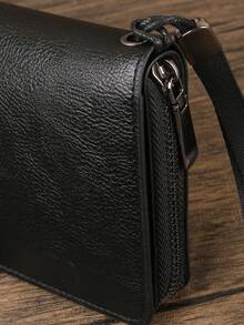 HOVI'S 男士大容量拉链钱包，带腕带 - 19.5x10.5x2.5厘米，PU皮革材质 - 可装手机、卡片和现金 - 多口袋设计，旅行和日常必备 - 黑色 - 查看 4