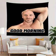 1 Funny "Good Morning" Johnny Sines Tapestry - Polyester Towel Fabric Horizontal Wall Decoration, Suitable For University Dormitory, Bedroom And Living Room Decoration - Indoor/Outdoor Hippie Style Art, No Electricity Required, Ideal Holiday Gift, Fashionable Design, Soft Material, Home Decoration - 1PC - Xem 2