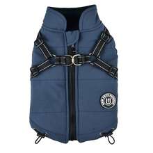 Dog Clothes Autumn/Winter Reflective Harness Vest Back Zipper Design Pet Clothing Warm Coat Adjustable Tail Small Dog Suitable - Navy Blue - Navy Blue - View 16