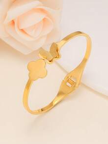 3pcs Fashionable Stainless Steel Zirconia Bracelet Set For Women, Suitable For Party, Gathering, And Daily Wear - Gold - View 12