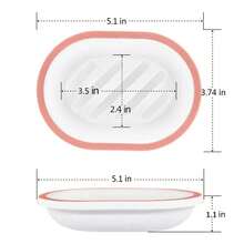 Paquete de 2 jaboneras para ducha, fregadero, tina, soporte ovalado de plástico blanco con desagüe, fácil de limpiar, duradero - Rosa - Ver 4
