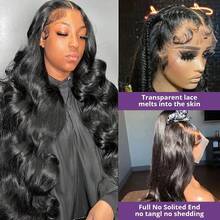 NARNI 40 Inch 250% Density Body Wave Lace Front Wigs Human Hair Glueless Wig Human Hair 13x4 Full Frontal Human Hair Wig Pre Plucked Virgin Human Hair Wigs For Women Body Wave HD Transparent Lace Front Wigs Human Hair Wigs With Baby Hair Christmas - Natural Black - 查看 4