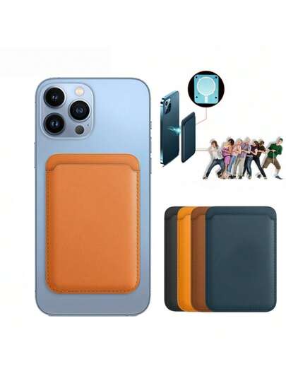 Magnetic Leather Wallet Card Holder With Phone Stand, Magnetic Card Sleeve, Portable Wallet Card Case, Christmas Style Phone Stand + Wallet Card Holder, Compact And Convenient