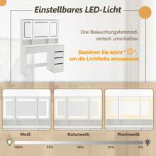 Dressing Table, Vanity Table With Stool, Lighting, Mirror, White - White 3 - View 5