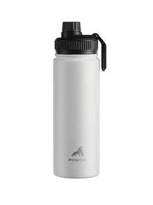 Powcan 18oz stainless steel sports water bottle with spout and handle lid, wide-mouth bottle, double-layer stainless steel, leak-proof design, suitable for sports, outdoor activities, travel, school, and office - 白色 - 查看 2