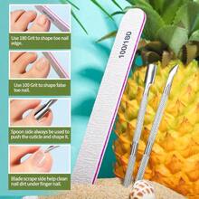 120 Pcs False Toenails White Color Square Shape Press On Nail Tips With Nail Glue Adhesive Tabs Toe Nail Art Kit For Pedicure Home Salon Vacation Travel Use - 霧面的 - 查看 6